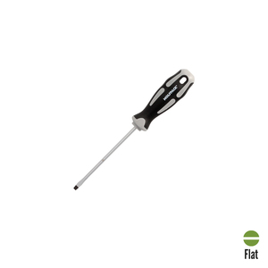 Cacciavite Piatto Stampato in Acciaio S2 con Impugnatura Bimateriale TPR Dimensione 0,8 x O/ 4,0 x 100 mm. DIN5265 - Product Image 1