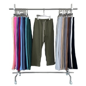 Pantalons de survêtement d'hiver unisexes à taille haute, coupe ample, jambe droite, en molleton français, légers, de haute qualité, avec cordon de serrage, vente chaude - Product Image 5