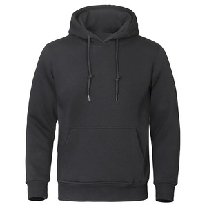 New Men's Hoodie Solid Color Warm Fleece 100% Cotton Lined Regular Fit Breathable Pullover Casual Streetwear Winter 6XL - Product Image 1