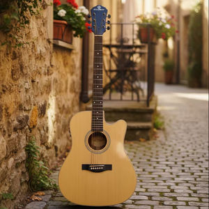 กีตาร์โปร่ง SOLOBEAT 40 Natural Finish ขนาด 38 นิ้ว แบบคัทอะเวย์ 6 สาย คอไม้มะฮอกกานี สำหรับการแสดงระดับมืออาชีพ - Product Image 1