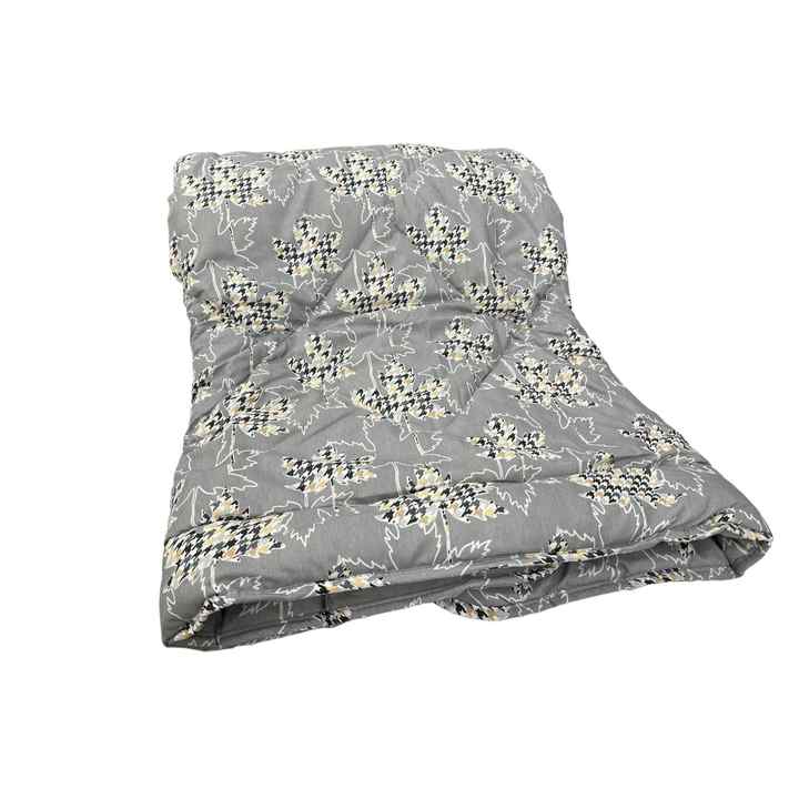 Lokce Patterned Quilt 155 X 215 Single Gray Leaves
