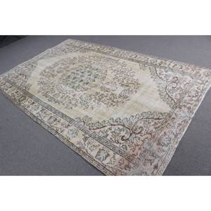 Tapis turc vintage 5,9x9,3 pieds, grand tapis persan en laine blanche - Product Image 2