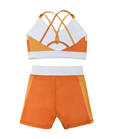 Conjunto de Ropa Deportiva para Niñas, para Danza y Yoga, Transpirable, con Sujetador Deportivo de Alta Sujeción y Costuras en Contraste, Pantalones Cortos, Venta al Por Mayor