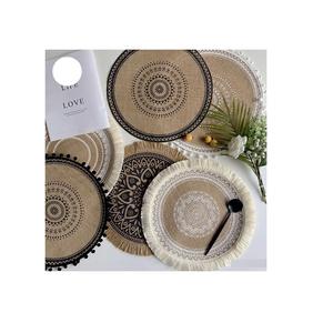 Good Seller's Customized Natural <b>Round</b> Macrame <b>Placemat</b> Square Braided Straw Place Mats Kitchen Tableware Supplies Pads - Product Image 4