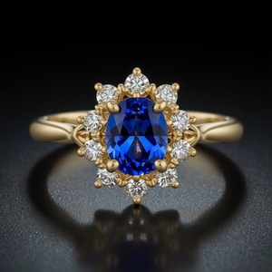 Anillo de Oro Real de 10K con Zafiro Floral de Lujo y Zafiro Azul como Piedra de Nacimiento, Diseño de Racimo Delicado, Joyería de Boda Ética y Fina, OEM - Product Image 2
