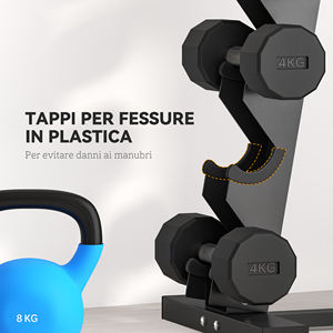 SPORTNOW Support d'haltères en acier à 5 niveaux avec inserts en plastique, 35x33x66 cm, noir - Product Image 5