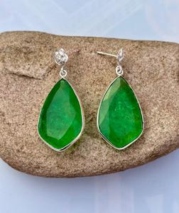 925 Sterling Silver <b>Emerald</b> <b>Earring</b> , Beautiful Women <b>Earring</b>. - Product Image 4