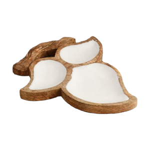 Plateau de service en bois de conception de feuille faite à la main de Offre Spéciale pour la vaisselle de mariage - Product Image 1