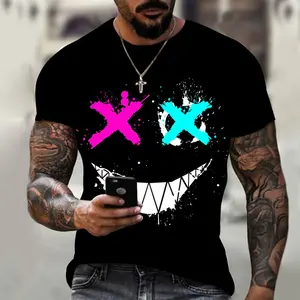 Venta al por mayor de camisetas de los hombres sueltas Casual manga corta moda Tops transpirable tejido de punto suave ropa deportiva de calle alta - Product Image 1
