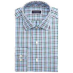 Camicia Classica da Uomo in Popeline Blu Navy a Quadretti, Vestibilità Regolare, Resistente alle Pieghe, Colletto con Bottoni, Taglie 32-33 - Product Image 1
