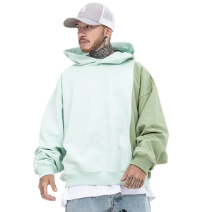 Nuevo diseño No String French Terry Heavyweight Two Color Block Hoodies 1800 Gsm Chenille Patch Hoodies - Product Image 1