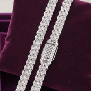 Collier cubain entièrement serti de moissanite, argent sterling 925, testé au diamant, unisexe, tendance hip-hop, bijoux de rappeur - Product Image 5