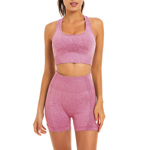 Soutien-gorge de sport de couleur claire de haute qualité pour femmes pour le Yoga et la course Compression douce haut amincissant ensemble de soutien-gorge de sport de Fitness solide - Product Image 3