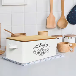 Caja de pan de metal blanco vintage adornada con ilustración de girasol amarillo brillante alegre y una Tapa amarilla extraíble a juego - Product Image 3