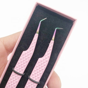 Pinzas plateadas de etiqueta privada, pinzas para pestañas, extensión de pegamento para pestañas de volumen, punta de acero inoxidable, herramientas cosméticas plateadas - Product Image 2