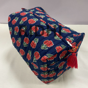 Sac de courses matelassé bleu marine réutilisable, écologique et portable, avec fermeture éclair, fait main, pour le marché et les courses, en gros - Product Image 1