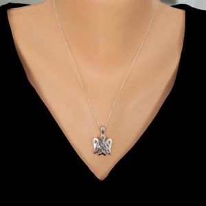 Colgante de Ángel de Oro de 14K con Alas de Plata de Ley 925 Blanca, Bañado en Rodio, Forma Geométrica, Zirconia, Diamante, Oro Rosa de Moda, Cristiano - Product Image 4