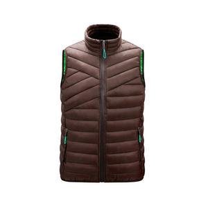 Chaleco acolchado ligero para hombre, 100% de nailon, transpirable, bordado personalizado, logotipo, cuello levantado, bolsillos con cremallera, chaqueta de invierno sin mangas - Product Image 3