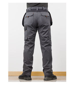 Pantalon de travail gris foncé personnalisé pour hommes, pantalon cargo multi-poches, respirant, résistant à l'eau, en coton, uniforme industriel - Product Image 2