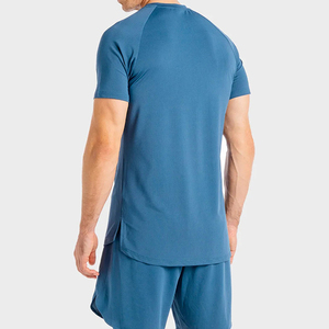 เสื้อทีเชิ้ตกีฬาผู้ชายเสื้อยืดผู้ชายสีพื้นลำลองลำลองสำหรับเพาะกายระบายอากาศ - Product Image 2