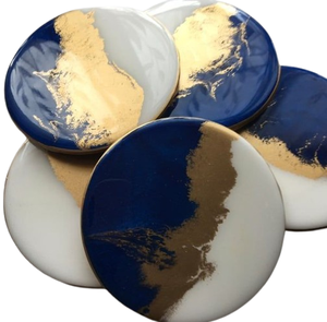 Juego de posavasos de resina hecho a mano para cuatro bebidas, posavasos redondeados personalizados para restaurante de hotel, vajilla y utensilios de cocina - Product Image 5