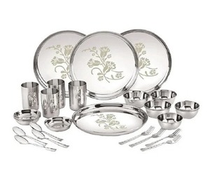 Service de table en acier inoxydable de 20 pièces en gros avec motif végétal, couverts, assiettes, comprenant des couteaux de service de style design - Product Image 1