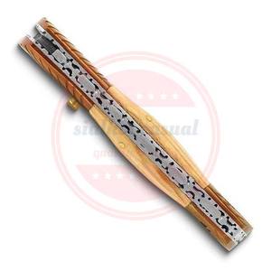 CUCHILLO CON MANGO DE MADERA DE CUCHILLO PLEGABLE DE ACERO DE DAMASCO \ personalizado Venta al por mayor Caza Camping Cuchillos de bolsillo plegables - Product Image 4