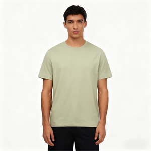 T-shirt décontracté surdimensionné 100% coton pour hommes, col rond côtelé de haute qualité avec motif brodé et épaule tombante - Product Image 4