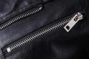 Chaqueta de Motociclista de Cuero Genuino y Lona Personalizada al por Mayor, Impermeable, Transpirable, de Invierno, con Cremallera Frontal Asimétrica y Cintura Completa - Product Image 4