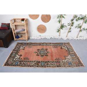 Alfombra Turca Vintage de 3,7x6,5 pies, Alfombra Oriental Marrón - Product Image 2