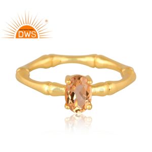 ชุดพลอยซิทรินตัดรูปวงรี,เครื่องประดับแหวนออกแบบแฮนด์เมดเงินสเตอร์ลิงชุบทอง18K สำหรับผู้ผลิต - Product Image 2