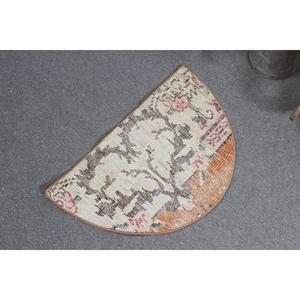 Tapis turc 2,5 x 1,5 pieds, tapis vintage, tapis en laine marocaine blanche - Product Image 4
