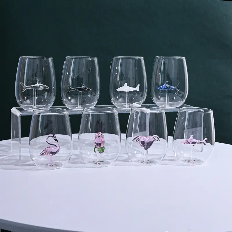 ハートローズフラミンゴ赤ワイングラスクリエイティブガラスカップパーティーボックス透明ホウケイ酸かわいいノベルティワイングラス120CmMU LIN