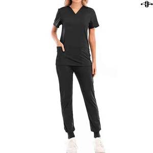 Ensembles de gommage à manches courtes col en V Premium de haute qualité Logo personnalisé prix bon marché uniformes d'infirmière combinaisons médicales pour femmes - Product Image 3
