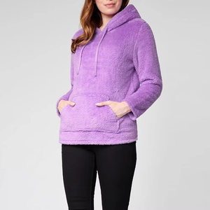 Long Sleeve Oversized Plus Size Women <b>Sherpa</b> <b>Hoodie</b> 2025 Latest Design Women Soft Hoodies in Cheap Price - Product Image 3