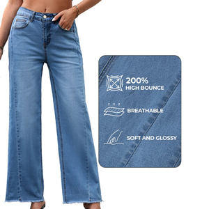 Pantalones vaqueros holgados de estilo Hip Hop para mujer, ropa de calle vintage alta con logotipo personalizado, Vaqueros holgados lavados medios, pierna ancha recta de alta calidad - Product Image 3