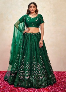 Fendy classique filet longueur au sol Lehenga Choli princesse taille A-ligne Silhouette séquence brodé Can-Can papillon Net - Product Image 3