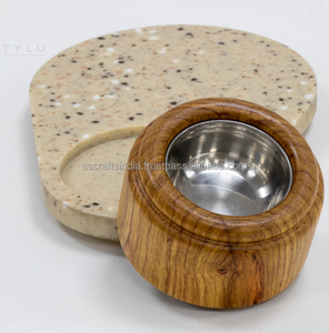 Quemador de incienso de bandeja de resina de lujo con aspecto de mármol y base de madera | Estilo árabe Bakhoor Mabkhara Metal Madkhan para decoración del hogar - Product Image 3