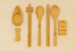 High Quality Bamboo Flatware Set Reusable Retro Pouch-Serving Trays with Spoon Fork Knife, <b>put</b> chopsticks away, made in Vietnam - Product Image 5