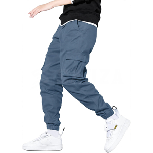 Pantalones Cargo Casuales de Lona para Hombre, Corte Ajustado, Elásticos en la Cintura |   Chaqueta de Senderismo Ecológica, Multibolsillos, Resistente al Viento y Transpirable - Product Image 1