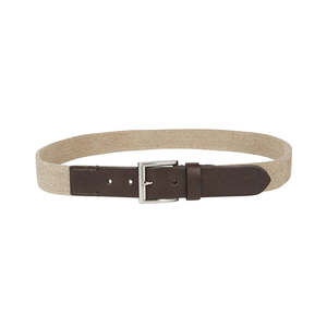 Cintura Casual da Uomo Club Room, Taglia Grande, Elastica, Beige con Fibbia in Acciaio, Cintura Tattica in Poliestere con Logo Stampato alla Moda - Product Image 1