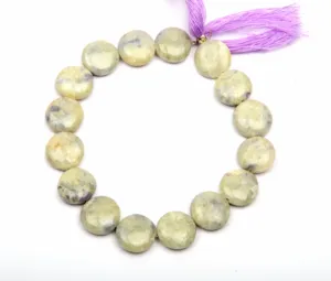 حبيبات حجر كريم هاكمانيتي طبيعي شكل عملة ناعم مصنوع يدويًا للبيع بالجملة لصنع المجوهرات