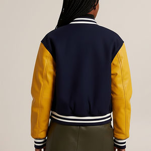 Chaqueta Universitaria de Béisbol Hip Hop de Talla Grande, Hecha a Medida OEM, Mangas de Piel de Oveja, Impermeable, Transpirable, Logotipo Bordado en Chenilla - Product Image 5