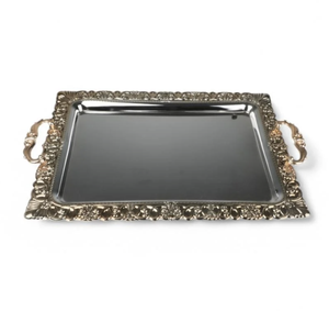 Nueva bandeja de servicio de acero inoxidable de alta calidad, vajilla de forma cuadrada hecha a mano, bandejas de servicio de acero inoxidable al por mayor de lujo - Product Image 4