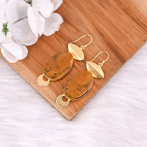 ต่างหูห้อยประดับพลอยมาลินกา แจสเปอร์ สไตล์โบฮีเมียน รุ่นใหม่มาแรง ขายดี ชุบทองเหลือง สำหรับผู้หญิง ของขวัญ เครื่องประดับ - Product Image 3