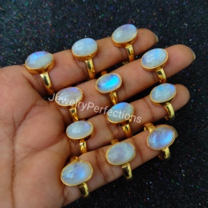 แหวนมูนสโตนสีรุ้งชุบทอง14K 925ละเอียดอ่อนเครื่องประดับแฟชั่นที่กำลังมาแรงของขวัญสำหรับงานแต่งงานที่น่ารักขายส่ง - Product Image 4