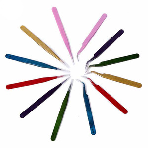 Pinzas Profesionales para Extensión de Pestañas de Visón de Acero Inoxidable Coloridas, Curvatura Recta Opcional - Product Image 1