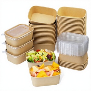 Boîte carrée en papier kraft recyclable, biodégradable, de qualité alimentaire, jetable, avec pelliculage mat, résistante à l'huile, pour sushis, salades et snacks - Product Image 4
