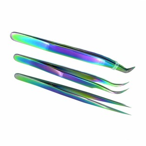 Pince à cils multicolore Pince à cils en acier inoxydable Pince à cils anti-statique Outil d'applicateur professionnel pour les sourcils - Product Image 1