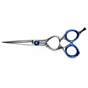 Ciseaux de coiffure professionnels en acier inoxydable, ciseaux de barbier, outil de coiffure de salon avec étui en cuir, manche bleu, qualité supérieure - Product Image 2